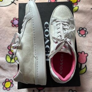 Coach Women's White and Pink Sneakers